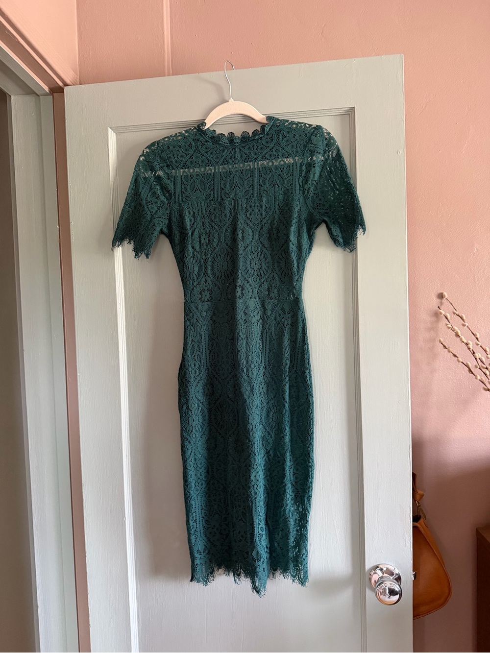 Lulu's Forest Green Lace Midi Dress